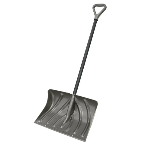 All In One 20 Inch Snow Shovel And Pusher Combo With Galvanized Steel Wear Strip And Ergonomic D Grip Handle, gray color