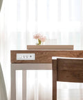 Radiant Furniture Power Center With USB And Switch, Recessed Power Strip, 2 Outlets, Type A USB Port on wooden desk