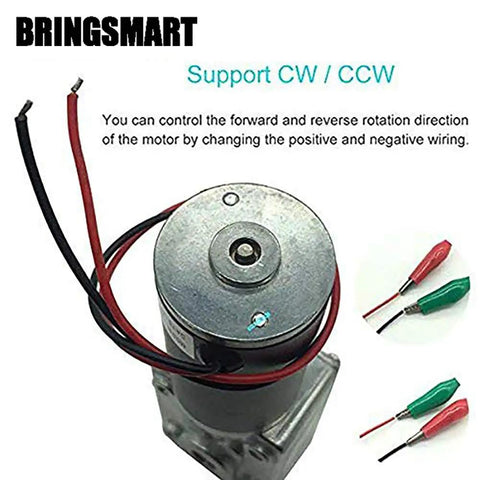 12V DC Worm Gear Motor 40RPM 40kgcm Torque Self Locking with wiring for forward and reverse rotation