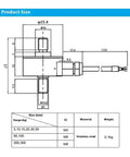 Technical diagram of Mini Load Cell Double Bolt Force Sensor for Tension and Compression, showing size and material specifications.
