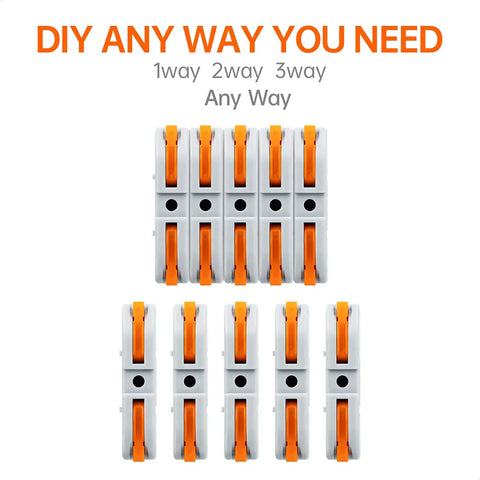 20 Pcs 1 Conductor Inline Wire Connectors For 24 To 12 AWG Circuits, Compact Splice Levers, Orange Insulated Quick Connectors For Safe Electrical Wiring And Reliable Connections