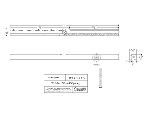 Heavy Duty Wooden Table Extension Slides Pair Built Tough featuring Smooth Equalizer Mechanism for large dining tables, 50 inches dimensions.