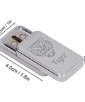 Nifty Tiger Pattern Magnetic Slider Fidget Toy With Built In Rotating Bearing For Instant Anxiety Relief And Daily Stress Busting Pocket Play Sweet Metal Sensory Push Gadget To Chill Out While Commuting, silver finish with tiger design.