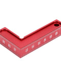 Dead True 90 Degree Positioning Square Aluminum Alloy Right Angle L Shaped Layout Tool Zero Play Gauge For Cabinet Carpentry And Tough Diy Builds Red, showing measurement markings.