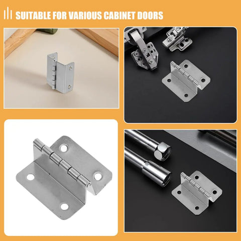 8 Piece Stainless Steel Fold Down Cabinet Hinges With Four Hole Four Fold Design And Right Angle Rotation Workhorse Heavy Duty Bifold Hinges