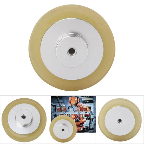 Encoder Measuring Wheel, Meter Counting Wheel for Inkjet Printer (200) with yellow rubber and silver metal core design.