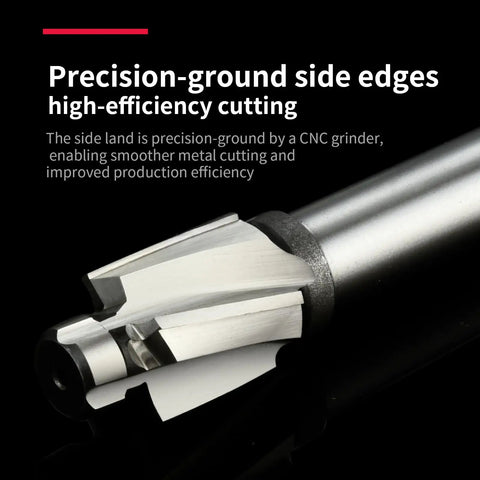 Close-up of M14 Straight Shank Counterbore End Mill 4 Flute HSS Cutting Tool For Metalworking 24mm Cutter Diameter 12mm Shank