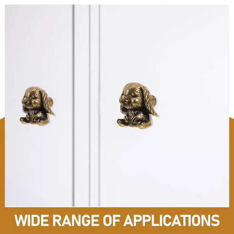 Rabbit Cabinet Knob Metal Pull Cute Bunny Door Handle For Kitchen Cabinets, Vintage Brass Cupboard Pull on white doors