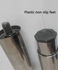 Heavy Duty Stainless Steel Furniture Legs Set With Adjustable Cabinet Feet showing plastic non-slip feet and screw top