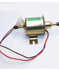12 Volt Universal Electric Fuel Pump HEP02A Low Pressure Inline Assembly with metal housing and wires for direct swap.