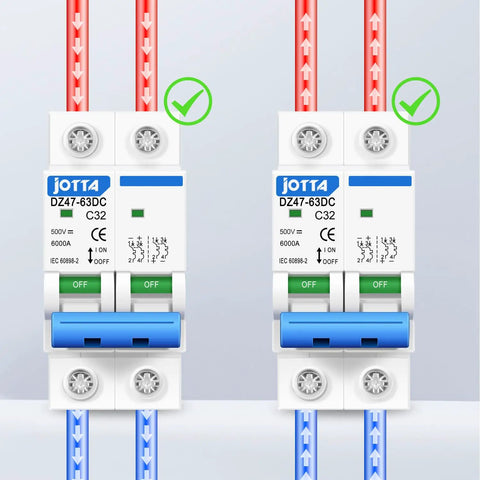 DC 500V DZ47 32A Miniature Circuit Breaker MCB 2 Pack For PV Solar Power System Keeps DC Circuits Safe From Overload And Short Circuit In Distribution Panels And Rail Transit Equipment