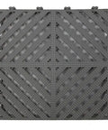 Gray modular interlocking deck tile 13x13 inch heavy duty for garage floors and car wash facilities, slip resistant and durable.