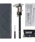 Digital Caliper Measuring Tool Built Tough With IP54 Waterproof Stainless Steel Body 6 Inch 150mm Electronic Vernier Caliper With Large LCD Screen Smooth Sliding Dirt And Oil Proof High Precision For DIY And Pro Use, case, and manual