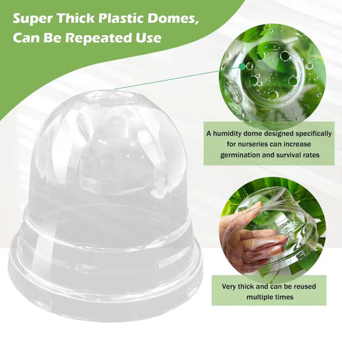 Humidity Domes For 4 Inch Pots, 100 Pack Clear Plant Dome Covers With Ventilation For Seed Starting, Seedling Germination, And Gardening, Reusable Transparent Nursery Dome Covers, No-Fuss Setup