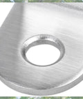 Close-up of a steel L bracket with a pre-drilled hole, part of the Rock Solid L Corner Brackets 200 Pack for shelf support.