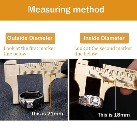 Pocket Brass Vernier Caliper With Double Scale Sliding Gauge Bead Measuring Tool Mini Gold Ruler measuring ring diameter