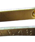 Close-up of Numbered Brass Jiffy Wing Bands For Poultry USA Made 100 Count, showcasing brass material and engraved number.