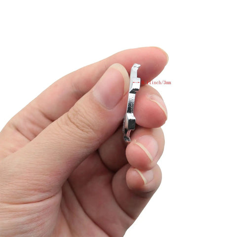 Close-up of a single 1/2 inch metal electrical conduit lock nut with serrated hex teeth, silver and rust resistant, from a 20 pack