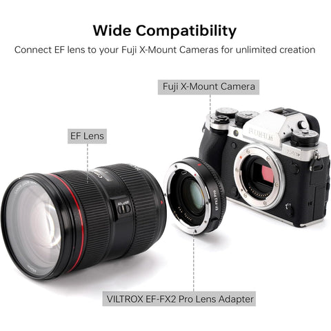 EF To Fuji X Mount Pro Lens Adapter With Autofocus, Focal Reducer And Speed Booster For Canon EF Glass On Fuji X Mount Mirrorless Camera