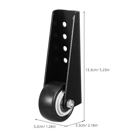 Bulletproof Anti Sag Gate Wheel For Wooden Barn Doors And Outdoor Fences measures 5.23 x 2.16 in, made of steel for easy DIY installation.