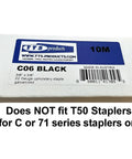 Heavy Duty 22 Gauge Upholstery Staples For C06 And 71 Series Tools Black Chisel Point Fine Wire Staples on a package.