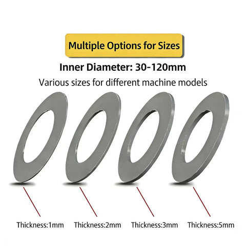 Ten Piece Bucket Pin Shim Kit For Excavators And Skid Steers, Fits 30 To 120 mm Pin Diameter, 1 2 3 5 mm Thick Shims, Tightens Loose Joints, Keeps Dust Out, Extends Grease Intervals, Beefed-Up Steel Construction; steel shims 1-5mm