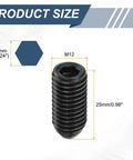 5 Pack M12 x 25mm Screw Thread Ball Plungers With Hex Socket, Pro Grade, Heavy Duty High Carbon Steel Spring Ball Plungers For Lubrication And Pneumatic Tools, Black Finish, 6mm Ball, 30-80N Load, size diagram