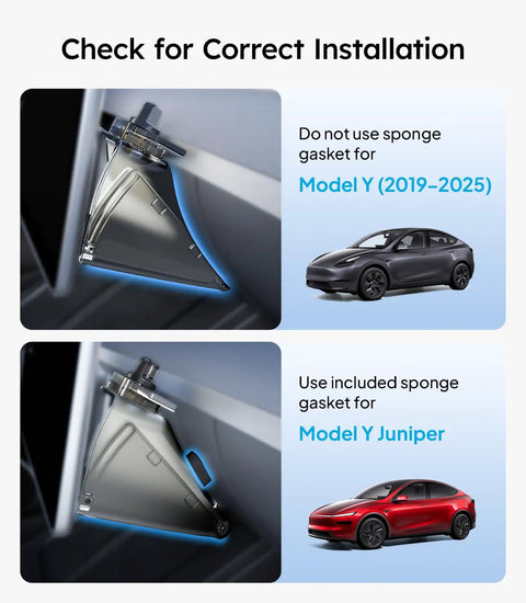 Under Screen Center Console Organizer For Model Y 2019 Through 2026 Including Juniper 2025 2026 Standard Premium And Performance Concealed Center Console Organizer Tray Quick Easy Stable Installation with sponge gasket usage instructions