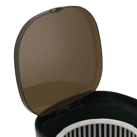 Close-up of the lid and interior drain tray of Snag This Game Changing Portable Mini Washer Built For Cramped Quarters And Dorm Life With Quick Self Draining Basin ABS Build Ideal For Socks And Underwear Plus Sleek Green Finish That Truly Slaps.