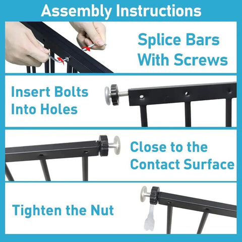 Assembly instructions for Extra Wide White Window Safety Guard For Kids And Pets No Drill Easy Install Tension Security Gate.