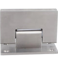 Stainless Steel Double Opening Shower Door Hinges 90-Degree Hardware, brushed finish, front view of hinge structure.