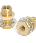 Beefy Brass Bulkhead Fittings 1/4 NPT Female To 1/4 NPT Female Straight Connector, 1.5 Inch Length, 3/4-16 UNF Threads, 2 Pack