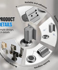 Magnetic Door Stop Heavy Duty Wedge With No Drill Install Kit, multiple colors, simple and rich design details visible.