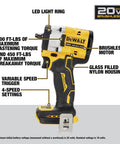 Atomic 20V Max Three Eighths Inch Cordless Impact Wrench With Hog Ring Anvil Tool Only Four Speed Settings Up To 300 ft-lbs Max Torque