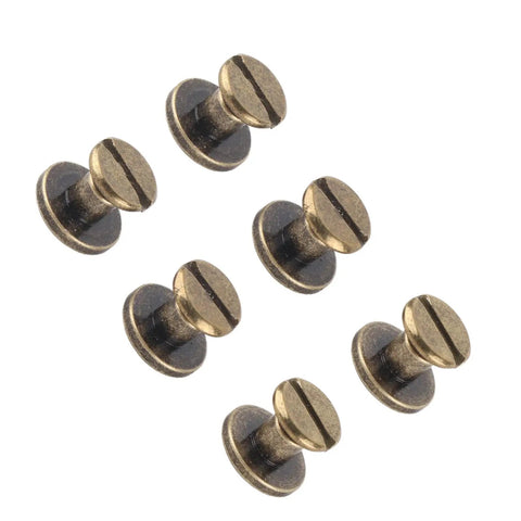 Flat Head Copper Screws And Nuts Rivet Set For Leather Crafting, Brass 8mm Decorative Studs, close-up of screws and nuts