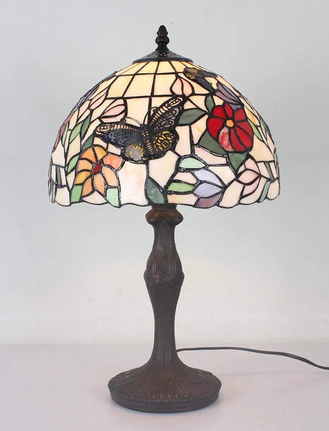 Butterfly Tiffany Style Stained Glass Table Lamp Night Light, Handmade 12 Inch Lampshade, Cozy Coffee Table Or Bedside Vibe Accent, E26 Bulb Required, 18 Inch Tall Home Lighting