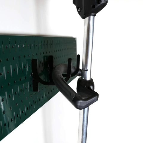 Hella Durable Garage Storage Rack And Lawn Garden Tool Organizer Wall Mount 64 Inch Wide Heavy Duty Metal Pegboard Set Green Panel No Sweat Setup Steel Hooks For Yard Gear