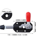 Push Pull Toggle Clamp Set With Rust Resistant Cast Iron 20mm Stroke Heavy Duty Woodworking Clamp dimensions shown