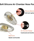 Soft Silicone Eyeglasses Nose Pads With Air Cushion For Ultra All Day Comfort No Slip, close-up showing design elements and gold finish.