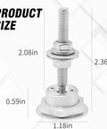 4 Piece Universal Aluminum Hood Pins With Quick Release Lock Latch For Bumpers And License Plates size dimensions shown