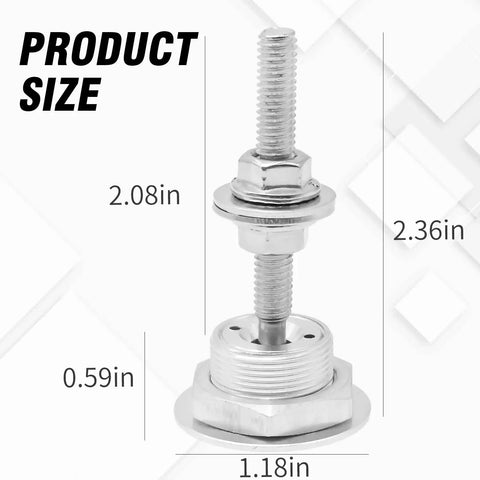4 Piece Universal Aluminum Hood Pins With Quick Release Lock Latch For Bumpers And License Plates size dimensions shown