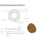 Illustration of 39375 bronze bushing dimensions for Aluminum Worm Gear Drivebox 4 To 1 For Robotics Builds