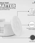 Set Of Six Round Marble Coasters With Secure Holder White Polished Stone For Kitchen Countertops Modern Minimalist Design, showcasing a fresh marble coaster.