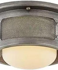 Bauer 1 Light 12 Inch Flush Mount In Antique Pewter With Opal White Glass Damp Rated Interior Fixture