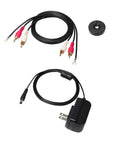Audio Technica At-Lp70x Fully Automatic Belt Drive Turntable accessories include audio cables and power adapter for vinyl setup.