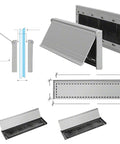 Diagram and components of No Draft Satin Anodized Mail Slot For Glass Doors, 3 Inch By 11.5 Inch, Internal Brush Seal