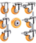 Heavy Duty Nylon Swivel Caster Set For Furniture And Shopping Carts, Smooth Rolling Rubber Wheel Trolleys, Fits 1, 1.25, 1.5 Or 2 Inch Stem Casters