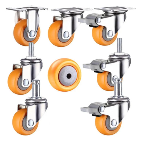 Heavy Duty Nylon Swivel Caster Set For Furniture And Shopping Carts, Smooth Rolling Rubber Wheel Trolleys, Fits 1, 1.25, 1.5 Or 2 Inch Stem Casters