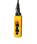 Heavy Duty Workhorse 2 Ton Electric Chain Hoist With Wireless Remote control panel featuring buttons for easy operation.