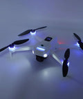 HD Dual Camera FPV Drone With Obstacle Avoidance, 5G WiFi RC Quadcopter With App Control And LCD Display, illuminated at night